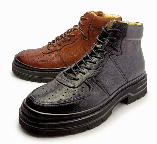 R-53206 サイドジップレザーミッドカットスニーカー